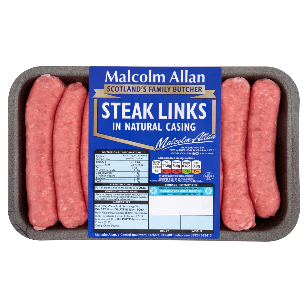 steak links in natural casing